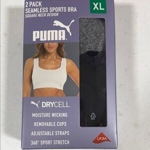Puma Seamless Sports Bra 2-Pack in White and Black